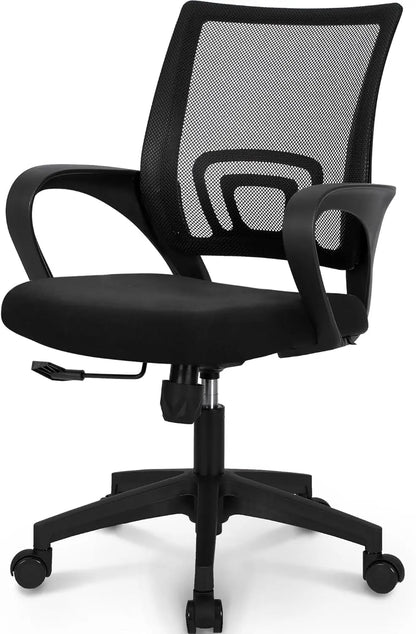 NEO CHAIR Black Mesh Gaming Office Chair Mid Back Lumbar Support Adjustable Height, Swivel.