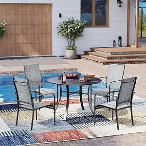 5/7/9-Piece All-Weather Rattan Patio Dining Set with 60" Wood Tabletop & Umbrella Hole.