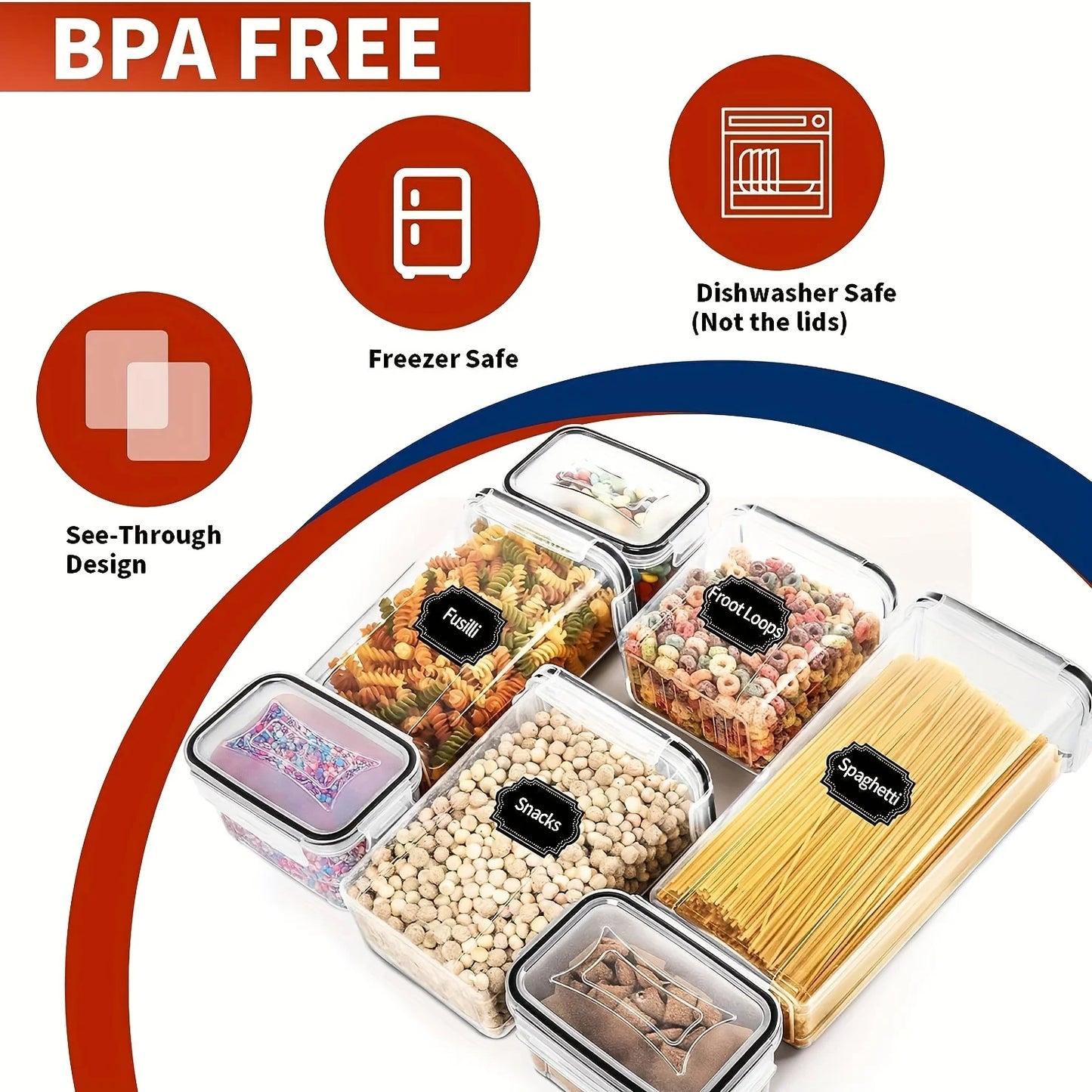 24Piece Airtight Food Storage Containers Set BPA-Free Plastic Canisters - Pantry Organizer with 40Labels
