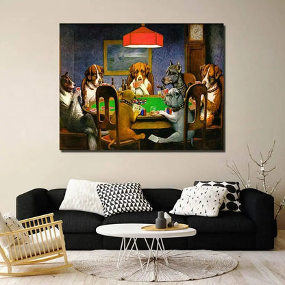 Print Wall Art Pokers Dogs .Playing Cards Wall Decor Modern Artwork Paintings Framed