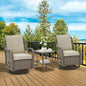 3-Piece Wicker Swivel Rocking Patio Set, 2 Chairs & Glass Table, Outdoor Furniture for Porch & Backyard.