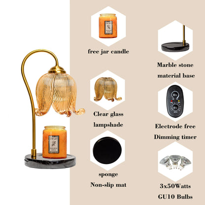 Tulip Flower Warm Candle Lamp French Retro Bedroom Bedside Lamp Fireless Fragrance.
