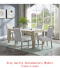 Contemporary 7pc Dining Set with White Faux Marble Rectangular Table and Full Back Upholstered Chairs.