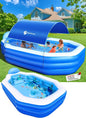 Inflatable Pool with Canopy, Large Swimming Pool for Kids, Adult, Blow Up Pools with Seats, Backrest.