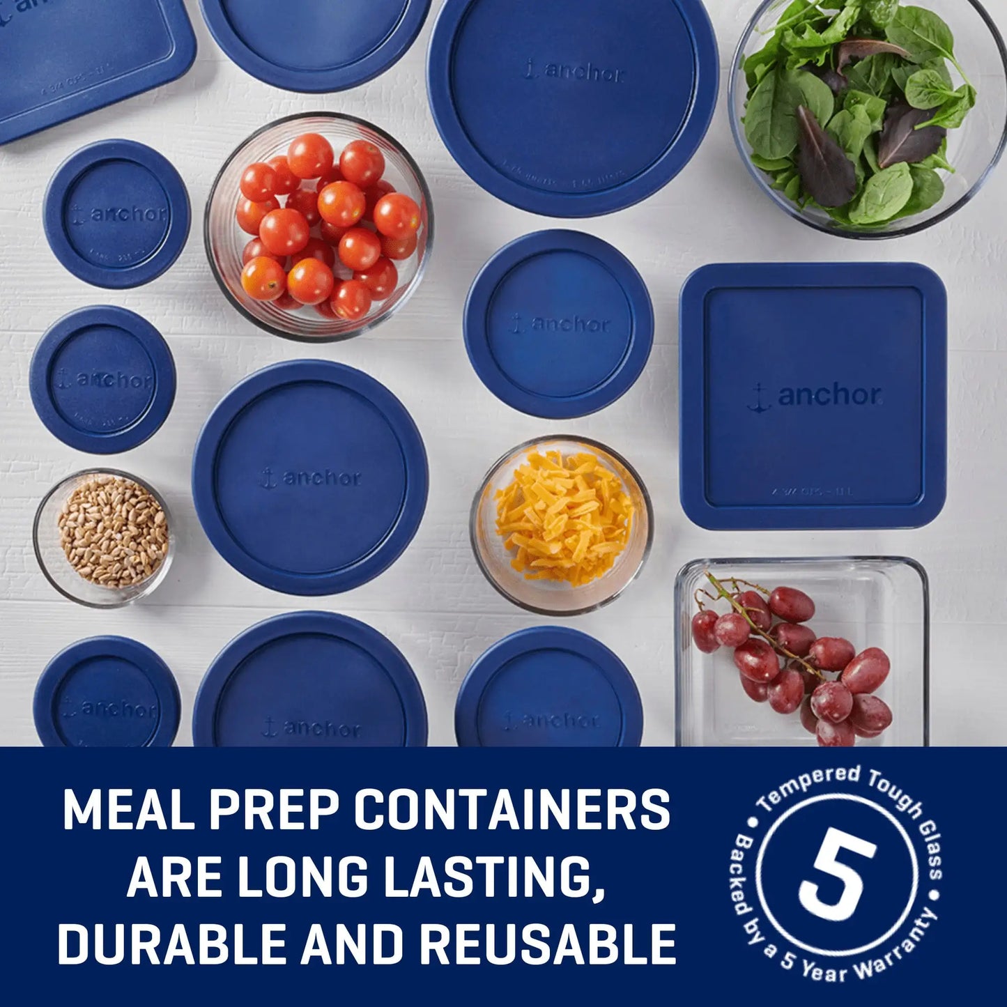 Glass food storage containers with lids, 30 pieces, durable, dishwasher and microwave safe