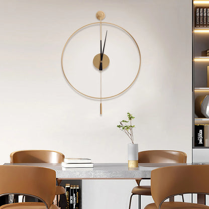 Decorative Silent Metal Wall Chronometer Large Traditional Non-Ticking Timepiece.