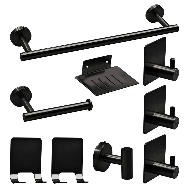 Bathroom Hardware Set 7Pcs Bathroom Towel Rack, Hand Towel Bars Toilet Paper Holders, Towel Rings, Robe Hooks