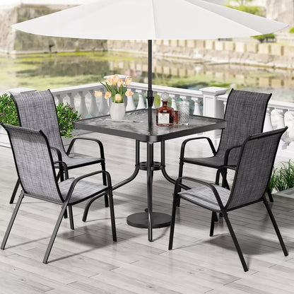 Patio Dining Set 5 Pieces, All Weather Outdoor Furniture W/ 30"x30" Table and 4 Stackable Chairs.