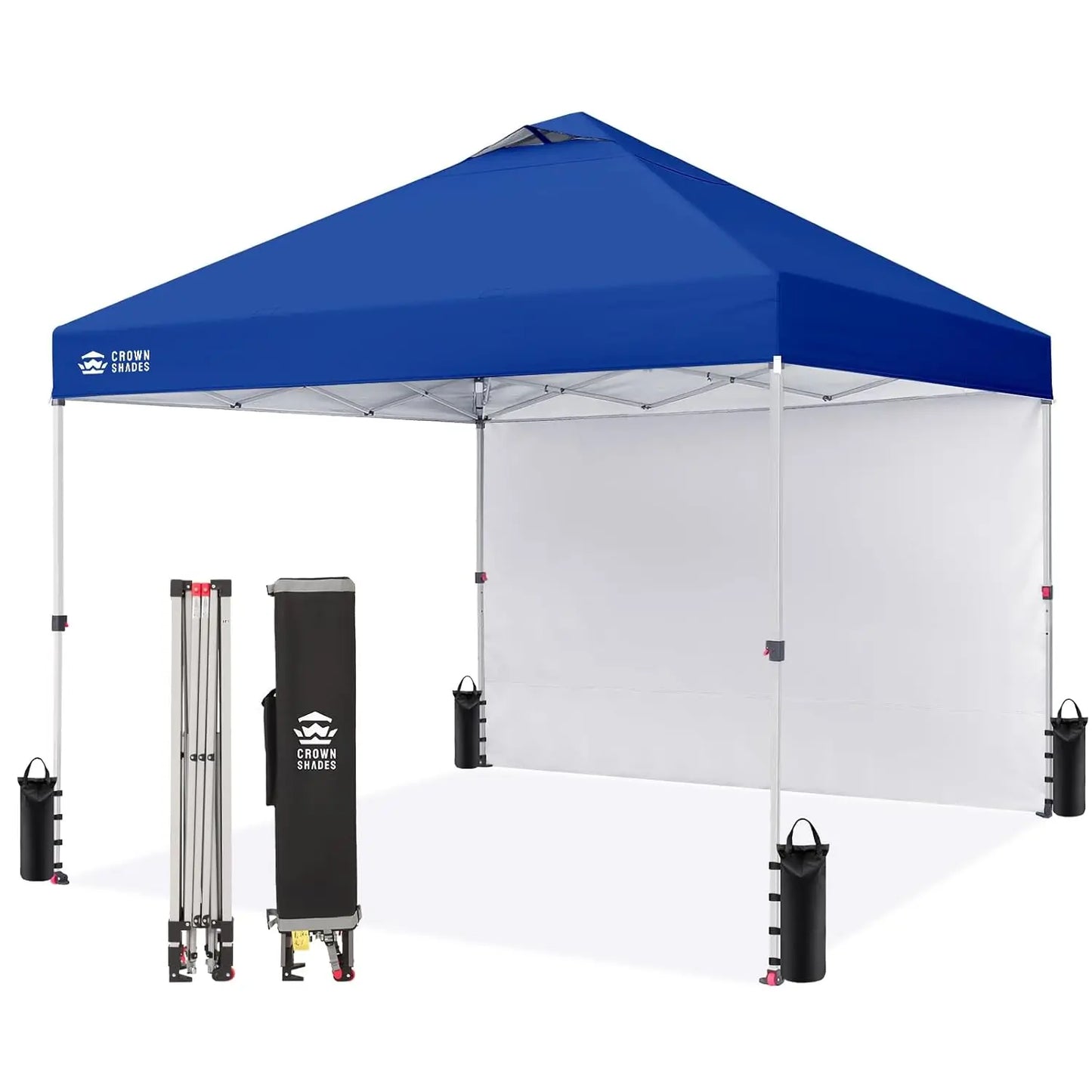 10x10 Pop Up Canopy with 1 Side Wall - Tent with One Push Setup - Outdoor Sun Shade for Events.