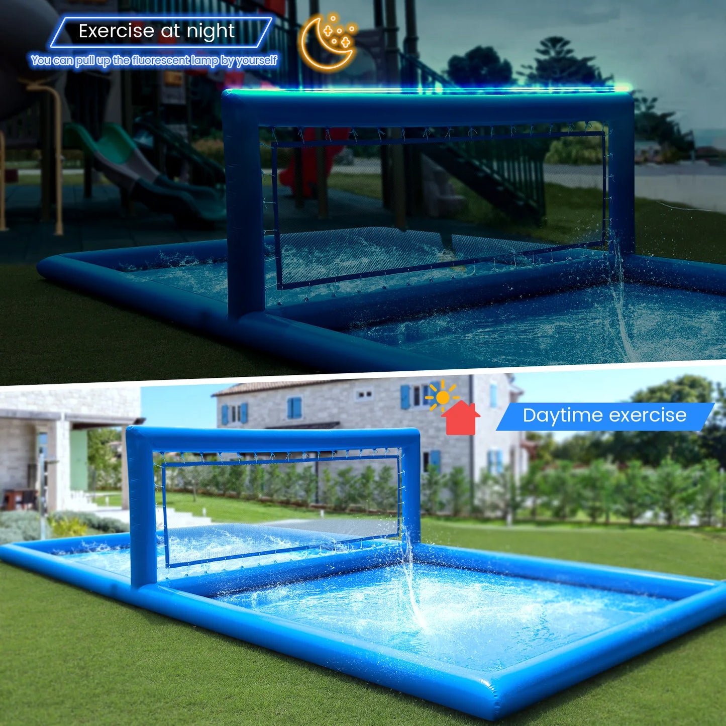 33ft Inflatable Volleyball Court Outdoor Water Pool for Sports Game, children's playground.