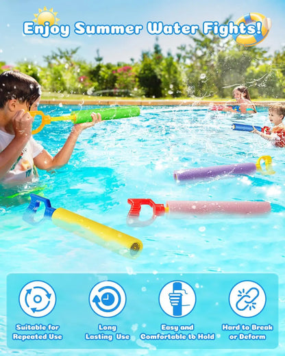 40ft Range Water Blaster Guns 6-Pack, Toys for Kids Adults Pool Beach Summer Fun