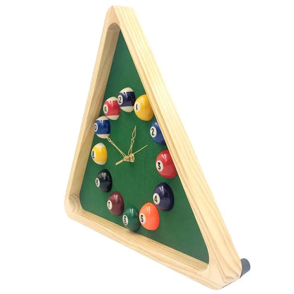 Billiards Pool Ball Clock 14Inch Triangle Pool Table Cool Wall Clock.