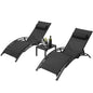 Aluminum Lounge Chair for Outside with 5 Adjustable Positions, Table 3Pcs Chaise Outdoor for Pool.