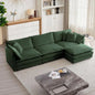 Luxury Sofa Set with Removable Ottoman, 3-Piece Living Room Furniture, Green Velvet.