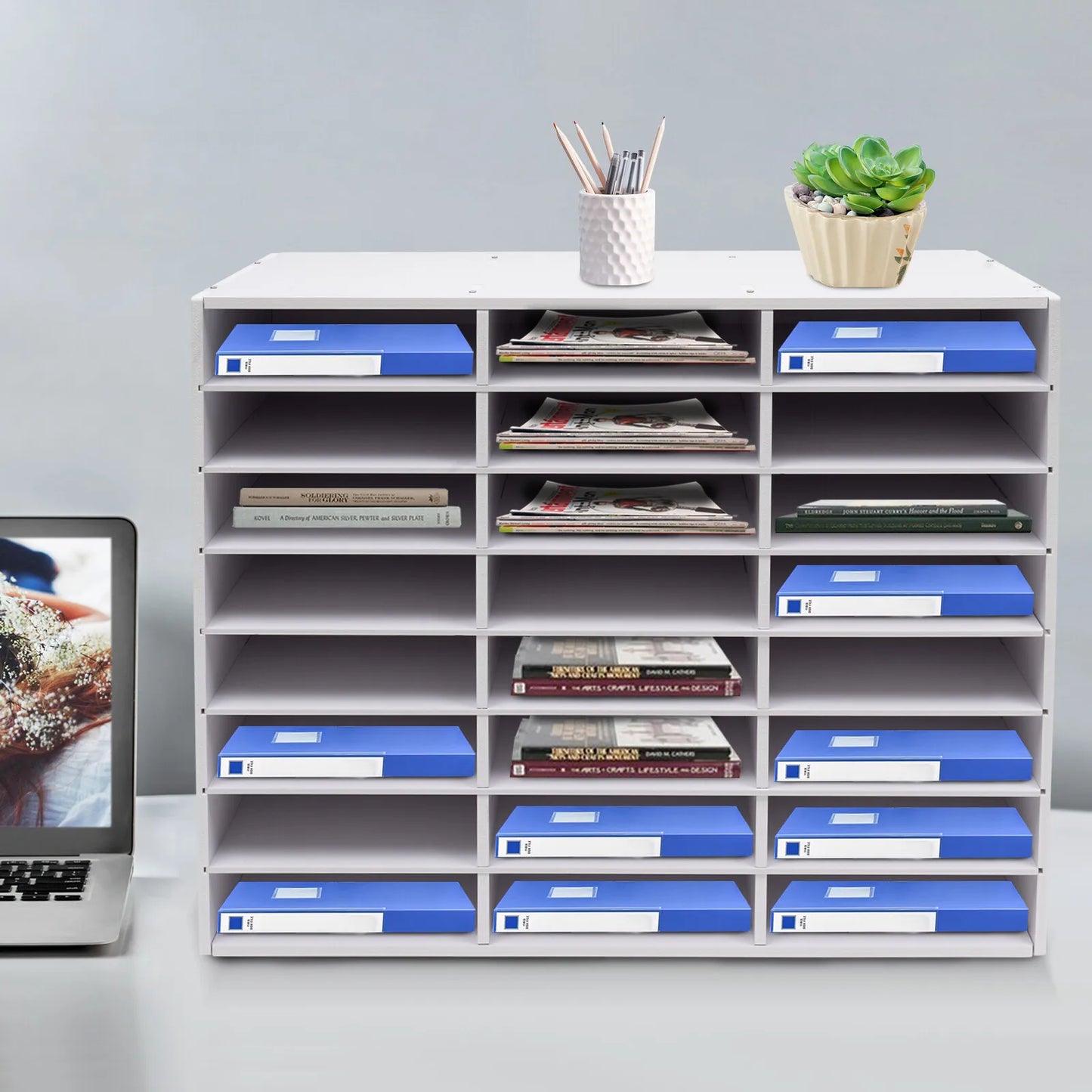 Office Filing Trays, Document Letter Rack Desk Organizer, Paper Storage Holder, Desktop Mail Sorter Organizer