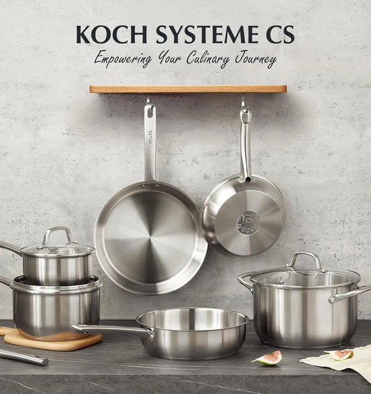 KOCH SYSTEME CS 10 Piece Stainless Steel Pots and Pans Set, Kitchen cookware, Oven Safe to 450°F