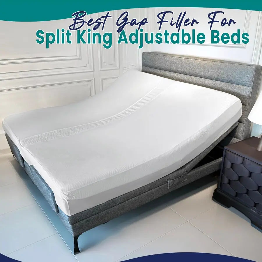 Fitted Sheet Attached Bed Bridge Twin XL to King Converter Kit with Sheet Strap Set Split King Gap Filler.