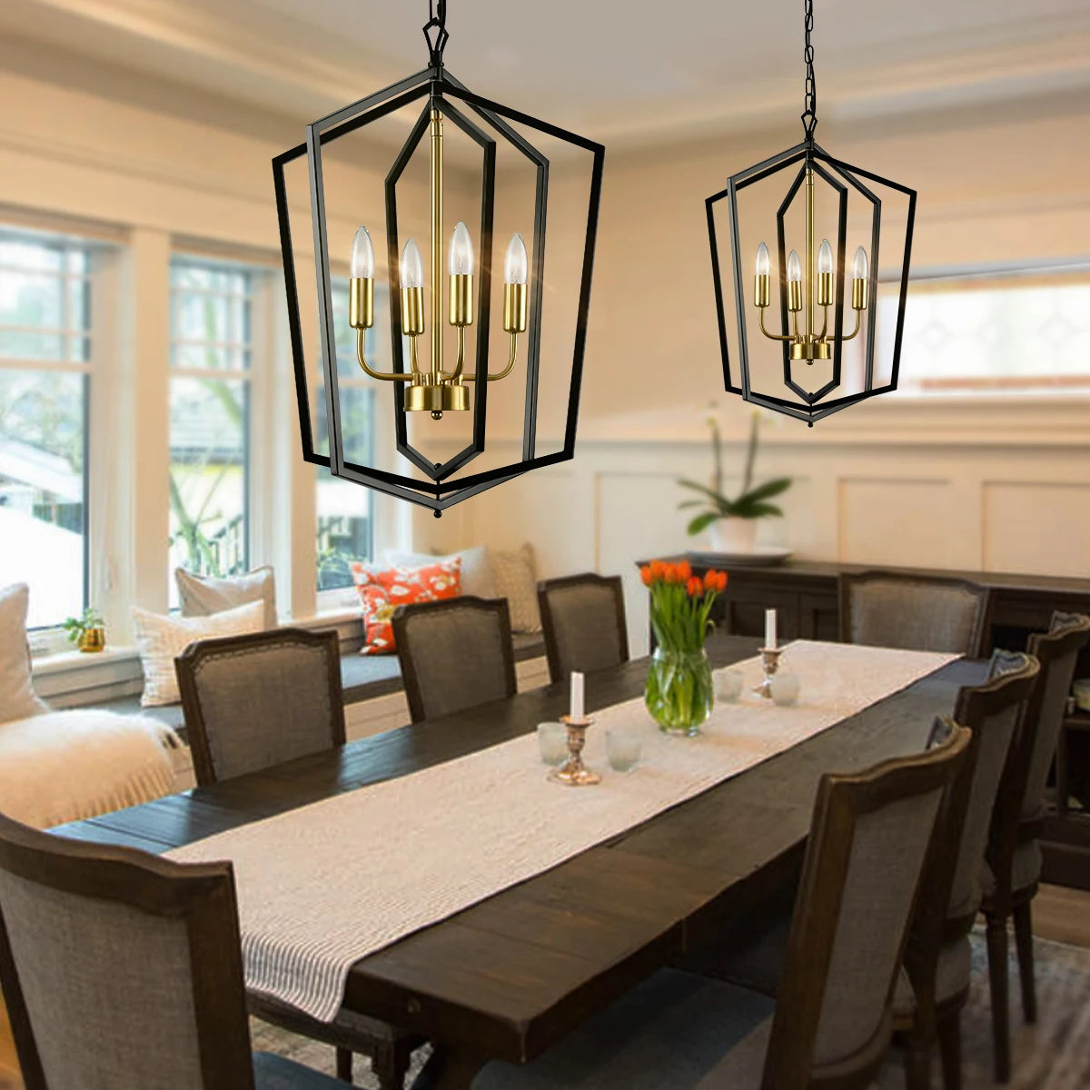 4 Light Luxury Chandeliers Farmhouse Industrial Pendant Lighting Classic Lantern.
