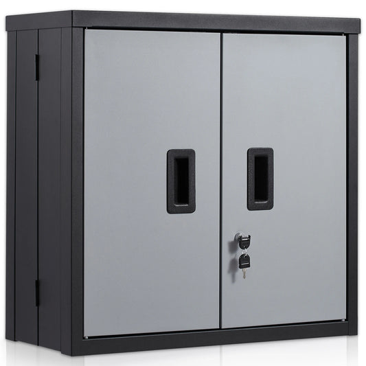 Foldable Wall Cabinet Metal Garage Locker Mounted Tool Chest Adjustable Shelf Magnetic Door.