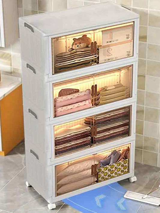 5layer Versatile 1-5 Layer Folding Storage Cabinet with Magnetic Doors - Dustproof, Waterproof for Clothes