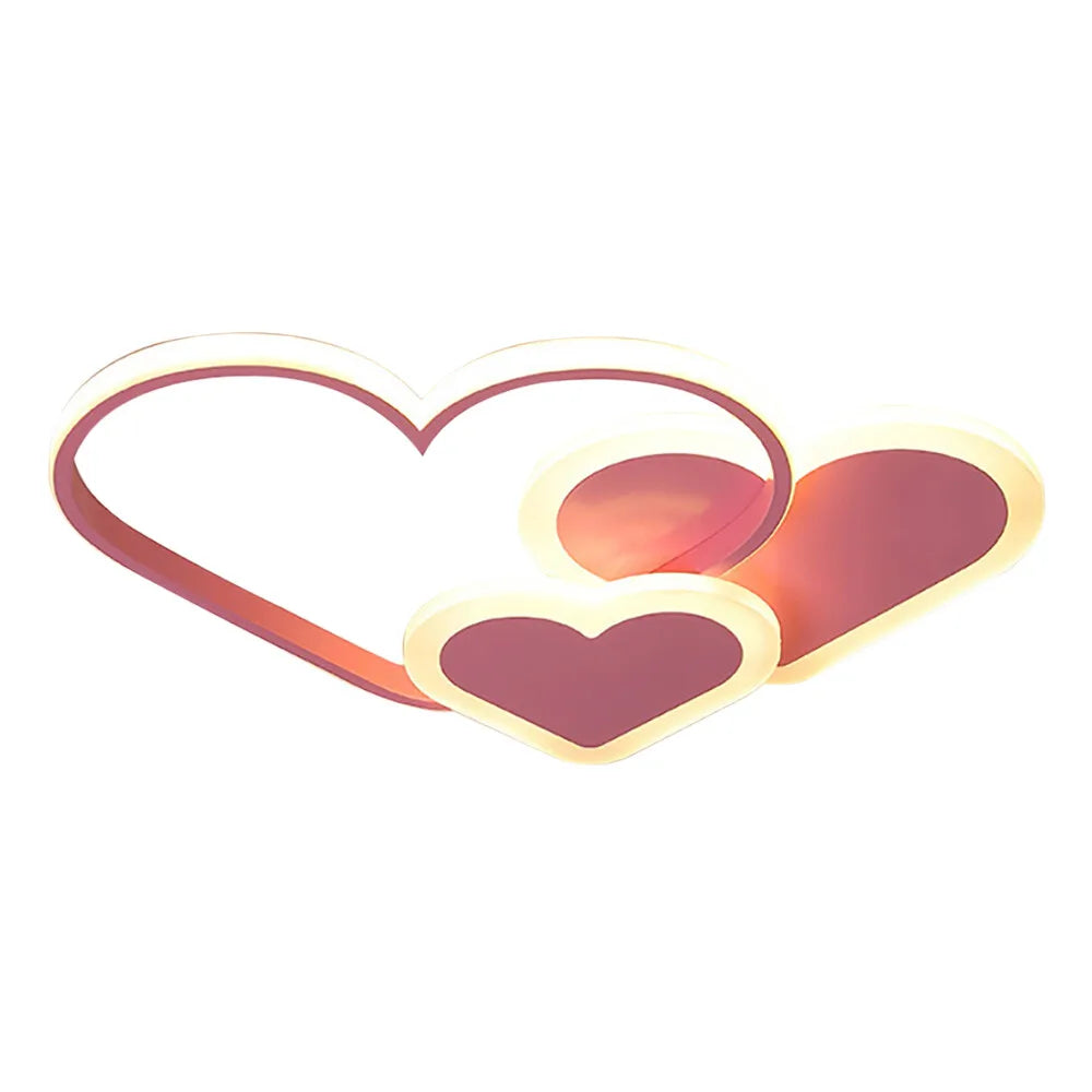 Heart-Shaped LED Ceiling Lamp with Remote Control, Adjustable Color Temperature.