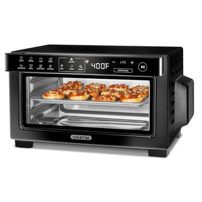 Digital Air Fryer Toaster Oven with Convection Mode 4 Slice Capacity 3 Rack Positions 12 Presets Toast Bagel Bake Roast Broil.