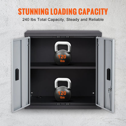 Foldable Wall Cabinet Metal Garage Locker Mounted Tool Chest Adjustable Shelf Magnetic Door.