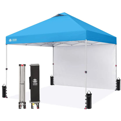 10x10 Pop Up Canopy with 1 Side Wall - Tent with One Push Setup - Outdoor Sun Shade for Events.
