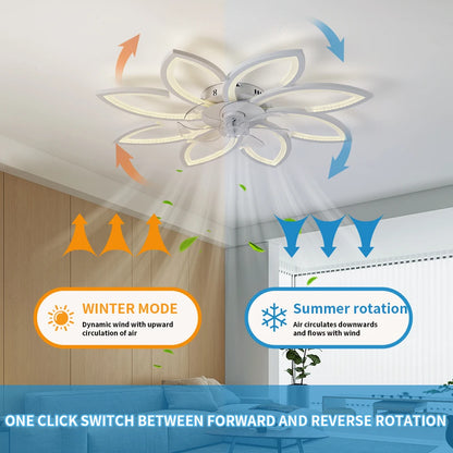 Modern Dining Table LED Lamp Ceiling Fan Light Remote Ventilator Home Lighting.