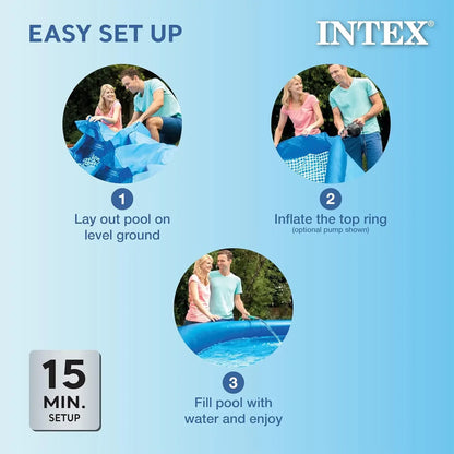 Inflatable Swimming Pool Set: 15ft x 48in – Includes 1000 GPH Cartridge Filter Pump – Removable Ladder.