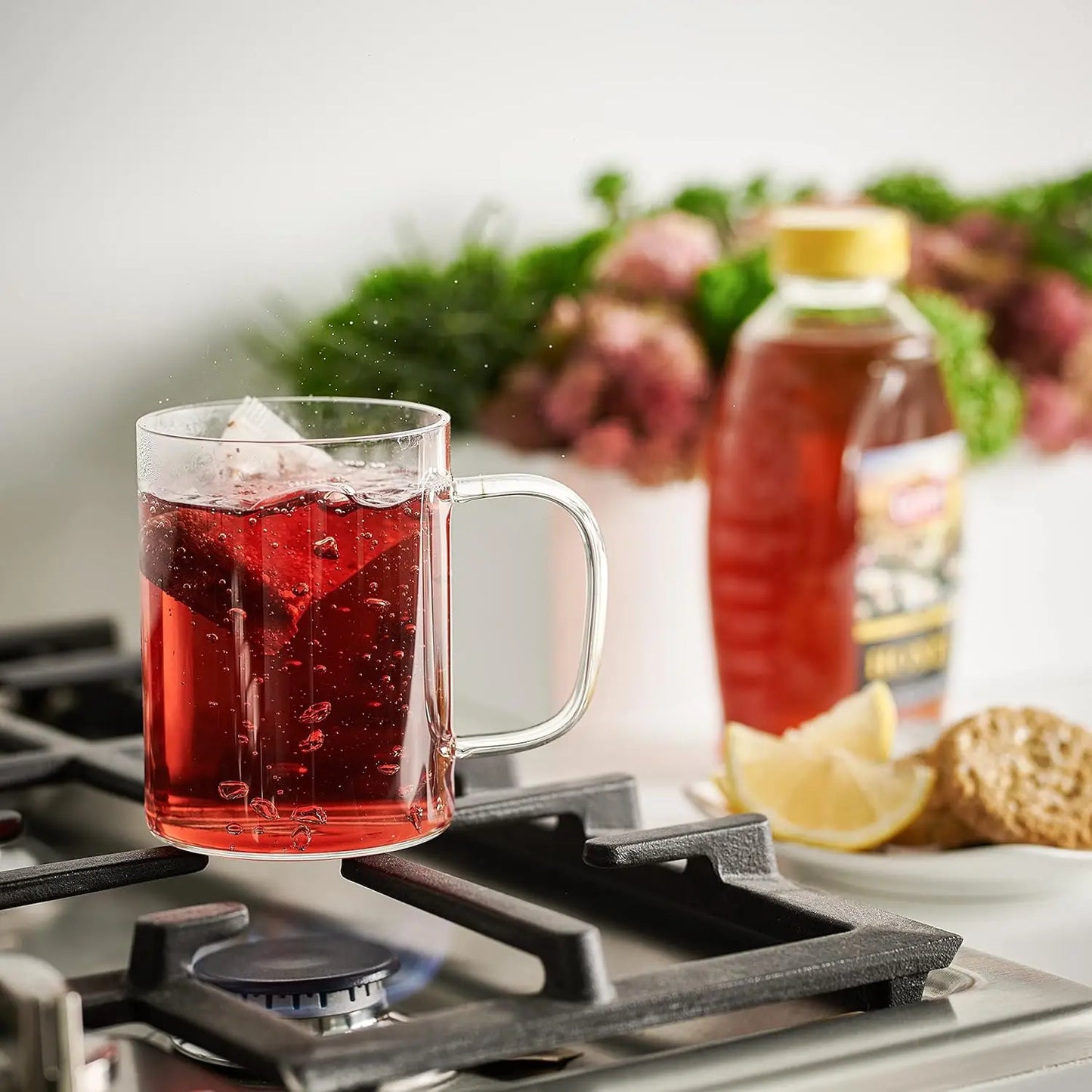 6-Piece Clear Borosilicate Glass Coffee Mugs Set, Dishwasher & Microwave Safe.