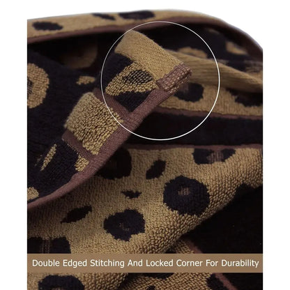 6 Piece Towel Set Animal Print Leopard Cheetah, 100 Cotton Jacquard 2 Bath Towel, 2 Hand Towel, 2 Washcloths.