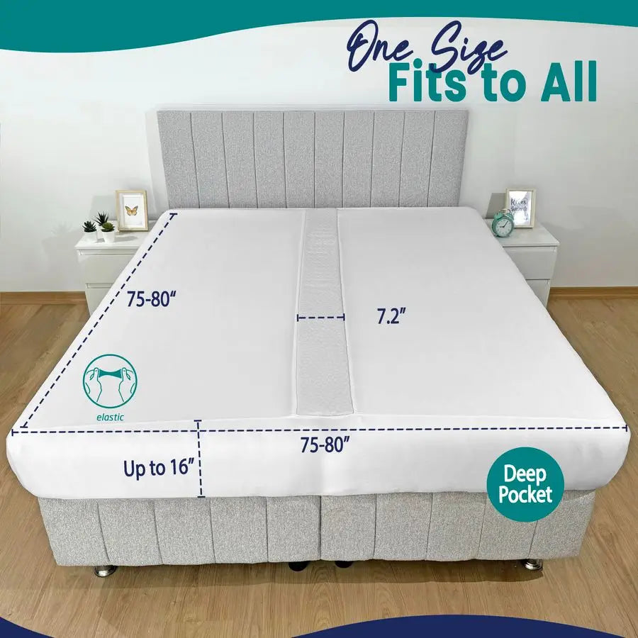 Fitted Sheet Attached Bed Bridge Twin XL to King Converter Kit with Sheet Strap Set Split King Gap Filler.
