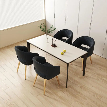 Modern Accent Dining Chairs Set of 2, Velvet Upholstered Dining Room Chairs with, Gold Metal Legs.