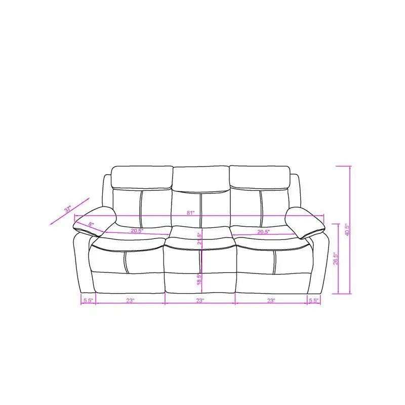 3-Piece Reclining Sofa Set with LED Lights – Sofa, Loveseat & Recliner for Living Room.