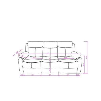 3-Piece Reclining Sofa Set with LED Lights – Sofa, Loveseat & Recliner for Living Room.