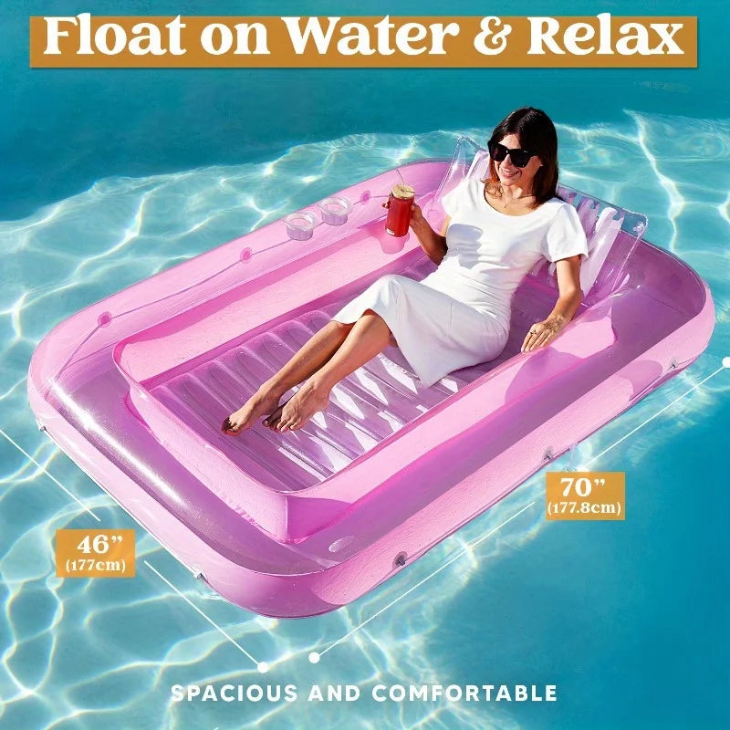 SYNCFUN Inflatable Tanning Pool Lounger Float 4 in 1 Suntan Tub Raft Floatie.