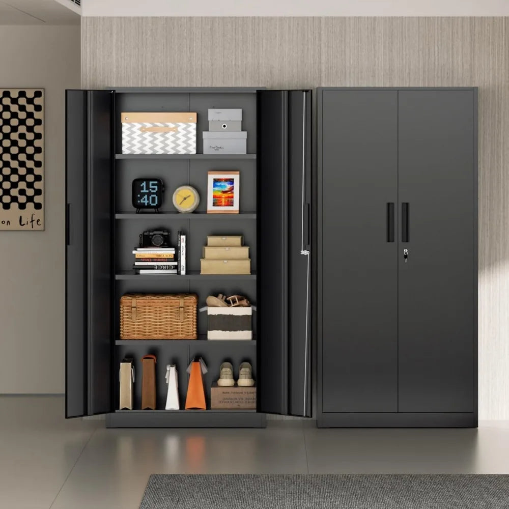 Metal Storage Cabinet, Garage Cabinets and Storage System with Doors and Shelves.