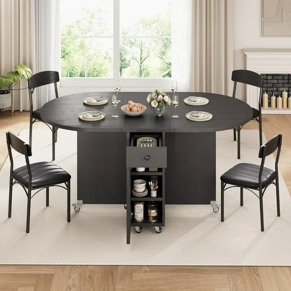 Compact 4-Person Folding Dining Set: Space-Saving Kitchen Table and Chairs Combo