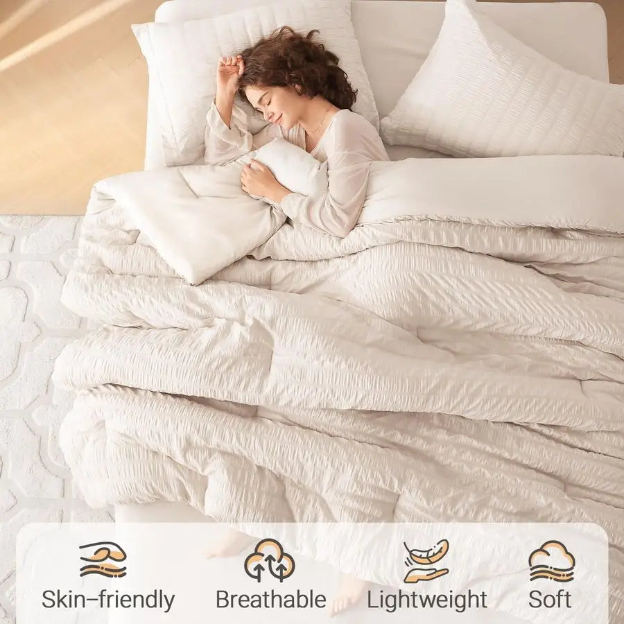 7 Pieces Queen Comforter Set, All Season Luxury Bedding Set with Comforter, Flat Sheet and Fitted.