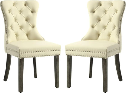 Velvet Dining Chairs Set of 4, Upholstered High-end Tufted Dining Chair with Nail head Back.