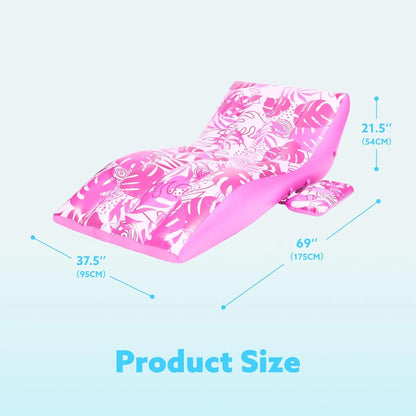 Inflatable Pool Lounge Chair with Cup Holder, Heavy Duty Floating Recliner for Tanning.