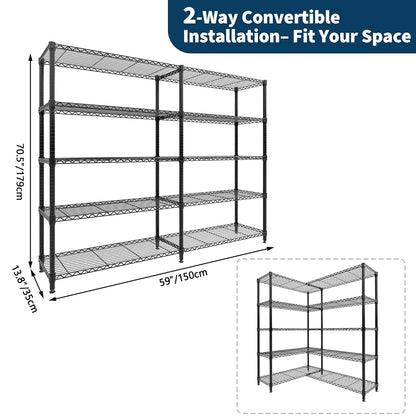Heavy Duty Storage Shelves 4/5 Tiers Metal Shelving Unit Adjustable Organization Pantry Shelves.