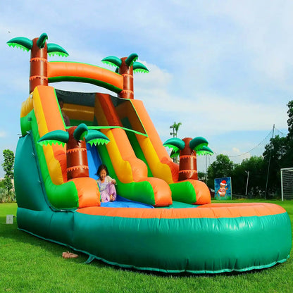 Inflatable pool Summer Outdoor Air Bounce Water Amusement Play Equipment, Double Slide Bubble Ball
