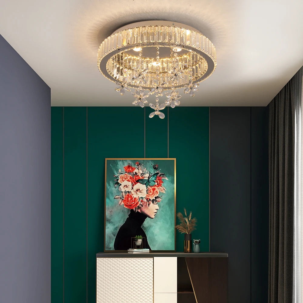 Crystal LED Ceiling Lamp Modern Chandelier Pendant Light Luxury Home Decor, Dining room.