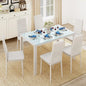 5 Piece Glass Dining Table Set, Kitchen and Chairs for 4, PU Leather Modern Room Set
