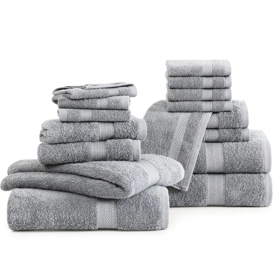 100 Cotton Luxury Bathroom Towel Set 16 Pcs Ring Spun, Quick Dry, Super Soft, Highly Absorbent.