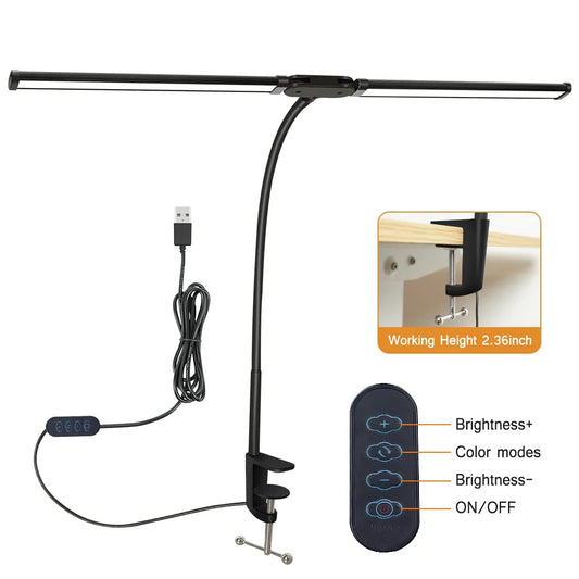 Double Head LED Desk Lamp Dimmable PC Monitor Light USB Table Lamps.