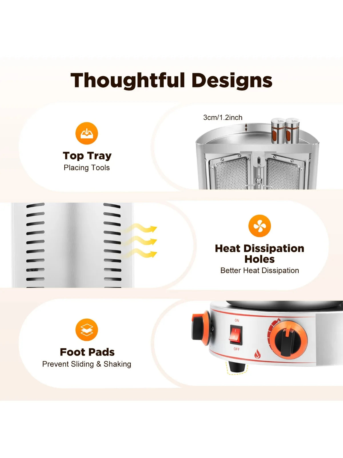 Electric Vertical Broiler 360° rotating Gas Rotisserie Grill Machine, 2 Burner for Commercial Home Kitchen