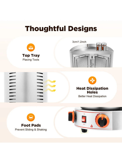 Electric Vertical Broiler 360° rotating Gas Rotisserie Grill Machine, 2 Burner for Commercial Home Kitchen